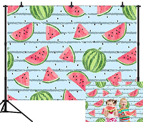 DePhoto 7X5FT(210X150CM) Watermelon Birthday Party Baby Shower Seamless Vinyl Photography Backdrop Photo Background Studio Prop PGT389A