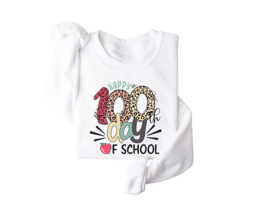Leopard Happy 100th Day Of School Sweatshirt, 100 Days Brighter Shirt, 100 Days of School T-Shirt, 100th Day Sharper, Hundred Days, Teachers Shirt, Cute Happy Gift For Teacher Matching Women Hoodie