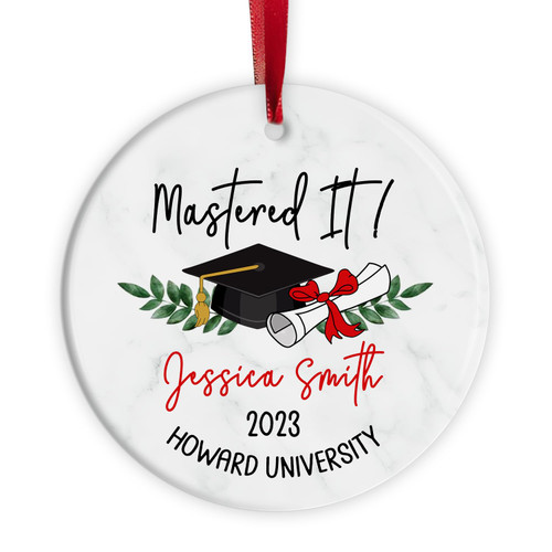 Personalized Mastered It 2023 Masters Degree Graduation Ornament Christmas Graduation Ornament Tree Decoration Gifts for Her Him Graduation Gift for High School College Graduate PhD College Students