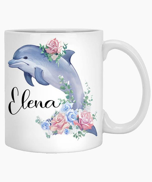 Dolphin Gifts, Dolphin Name Elena 11oz White Mug Mug, Dolphin Lover Gift, Ocean Mug, Dolphin Coffee Mug, Dolphin Coffee Cup, Name Mug, Beach Mug 483639