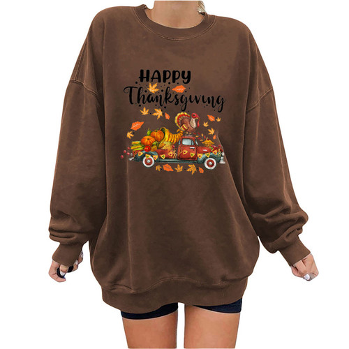 JDHUFEI Womens Thanksgiving Sweatshirts Casual Long Sleeve Tops Blouse Crewneck Fashion Pullover Hoodies Loose Fall Clothes