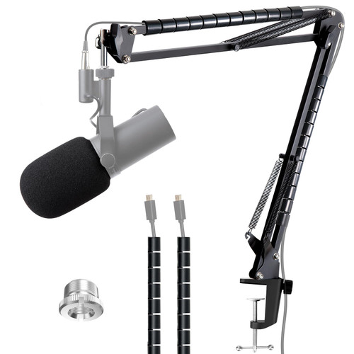 Boom Arm for Shure SM7B Microphone, SM7B Mic Arm Stand with Foam Cover Windscreen, Freely Adjustable Scissor Shure SM7B Boom Arm and SM7B Pop Filter by YOUSHARES