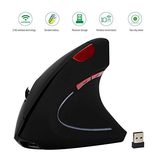 Acogedor 2.4G Wireless Ergonomic Mouse?Vertical Mouse?800/1600/ 2400 Adjustable DPI?for Laptop, PC, Notebook, MacBook etc(Black)