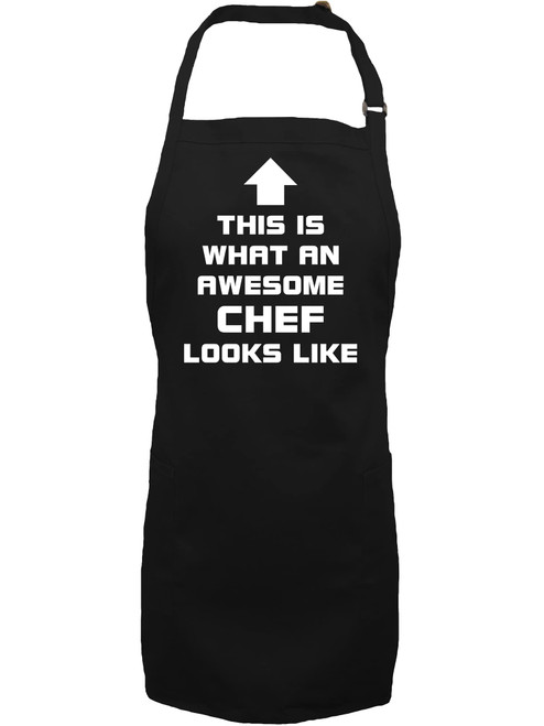 zerogravitee This Is What An Awesome Chef Looks Like Apron with 2 patch pockets in Black - One Size