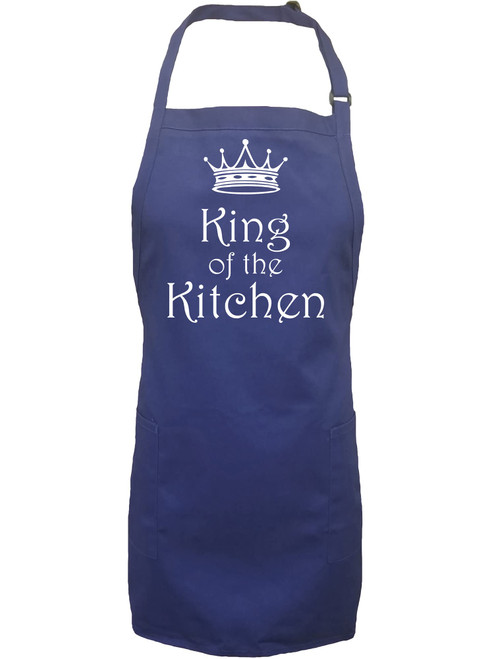 zerogravitee King of the Kitchen Apron with 2 patch pockets in Royal - One Size