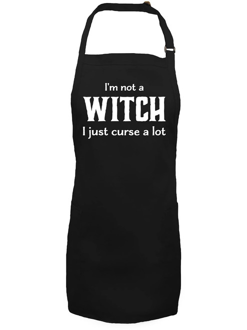zerogravitee I'm Not A Witch I Just Curse A Lot Apron with 2 patch pockets in Black - One Size