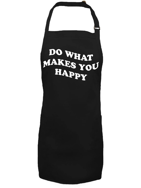 zerogravitee Do What Makes You Happy Apron with 2 patch pockets in Black - One Size