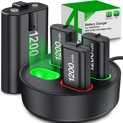 USB C Charger Station for Xbox One Rechargeable Battery Pack, 4x1200mAh (4x2880mWh) Batteries for Xbox One Controller, Battery Packs for Xbox Series X/Xbox Series S/Xbox One S/Xbox One X/Elite USB C Charger Station for Xbox One Rechargeable Battery Pack, 4x1200mAh (4x2880mWh) Batteries for Xbox One Controller, Battery Packs for Xbox Series X/Xbox Series S/Xbox One S/Xbox One X/Elite