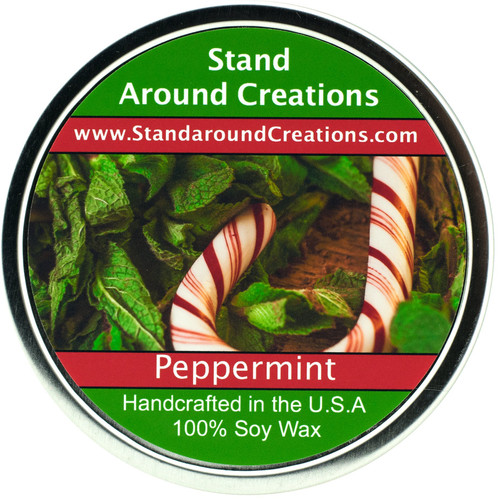 Stand Around Creations Soy Aromatherapy Candle - Scent: Peppermint 16 oz White