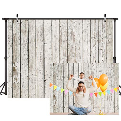 CYLYH 7x5ft Photography Backdrop White Wood Backdrops for Photography Wood Floor Wall Background for Photographyers Studio Props D100