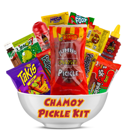 Ricos Original Jumbo Chamoy Pickle Kit, Mexican Candy Mix Ready to make the Famous TikTok Trend, Includes Original Jumbo Dill Pickle, Baby Lucas, Lucas Gusano, Skwinkles Salsaghetti, Tajin & Pulparindo by LookOn
