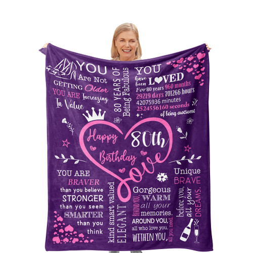 Omokil 80th Birthday Gifts for Women, Best 80th Birthday Gifts, 80th Birthday Gifts Ideas for Mom, Grandma, 80 Year Old Birthday Gifts, 1943 Birthday Gifts for Women Blanket (60x50 Inches)