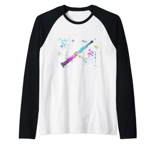 Oboe Instrument Silhouette Oboes Raglan Baseball Tee
