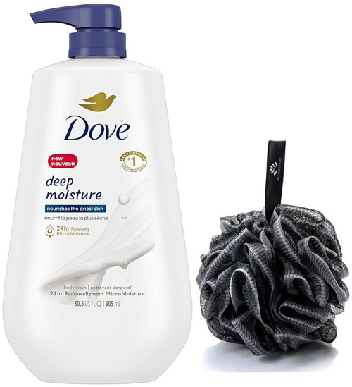 MZA BODY STORE Dove Body Wash with Pump Deep Moisture (30.6 fl oz) 50g Charcoal Loofah