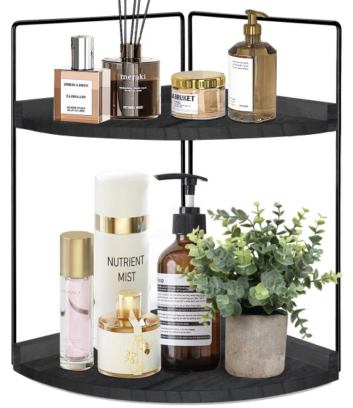 Modesign 2-Tier Bathroom Counter Organizer, Bathroom Counter Trays for Vanity Organizer, Bathroom Organizer Countertop, Corner Storage Shelf, Perfume Organizer Bathroom Organizer Countertop