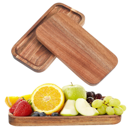 Mikinona 3pcs Acacia Wooden Pallet Wood Tray Wooden Tray Tea Room Tray Snack Tray Dinner Serving Tray Serving Platters and Trays Restaurant Tray Dessert Tray Bread Tray Square Fruit Tray