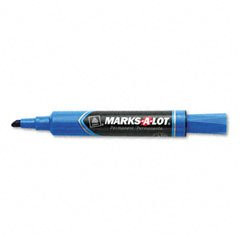 Marks-A-Lot 07886 - Permanent Marker, Regular Chisel Tip, Blue, Dozen