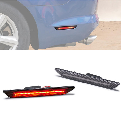 HAKA TOUGH LED Side Marker Lights for Ford Mustang 2015-2023 Rear Bumper Light Smoked Lens Red Rear Reflector Light 2PCS