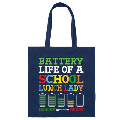 Gift for School Lunch Lady Enhancing Battery Life Navy Black Multicolor Canvas Tote Bag