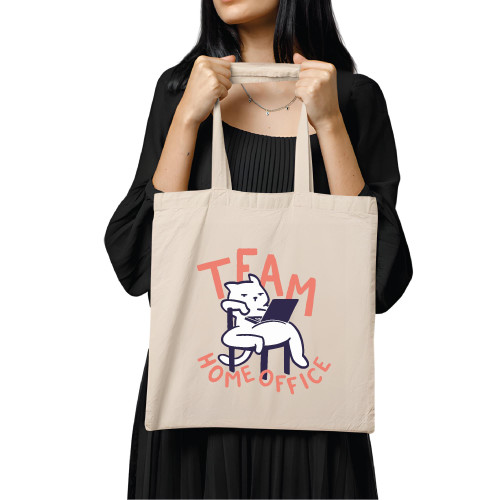 Gift for Home Office Workers Cat with Laptop Animal Lovers Natural White Multicolor Canvas Tote Bag