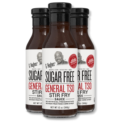 G Hughes Sugar Free, General Tso Sauce - Stir Fry Sauce, Gluten Free, No High Fructose, No Artificial Preservatives - 12 Oz (3-Pack)