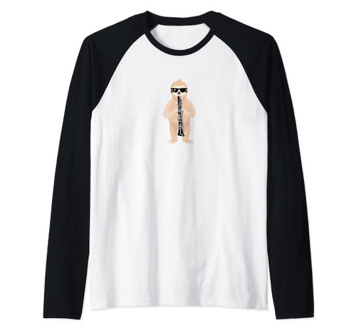 Funny Sloth Wearing Sunglasses Playing Oboe Raglan Baseball Tee