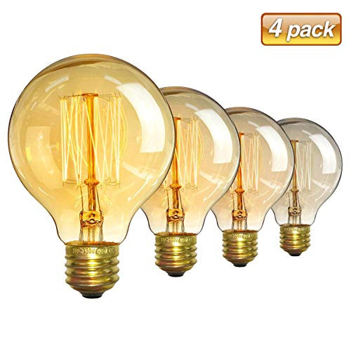 Vintage Edison Bulbs Elfeland G80 40W 110V Antique Retro Incandescent Dimmable Light Bulb Squirrel Cage Filament Light Bulb for Home Light E26/E27 Base (4 Pack)