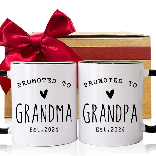 Est 2024 Grandparents Coffee Mugs Set, Promoted to Be Grandparents Mug, Pregnancy Reveal Announcement, Baby Shower Gifts, New Grandparents Gift, Baby Reveal Surprise Publicity(Black Handle)-3 Est 2024 Grandparents Coffee Mugs Set, Promoted to Be Grandparents Mug, Pregnancy Reveal Announcement, Baby Shower Gifts, New Grandparents Gift, Baby Reveal Surprise Publicity(Black Handle)-3