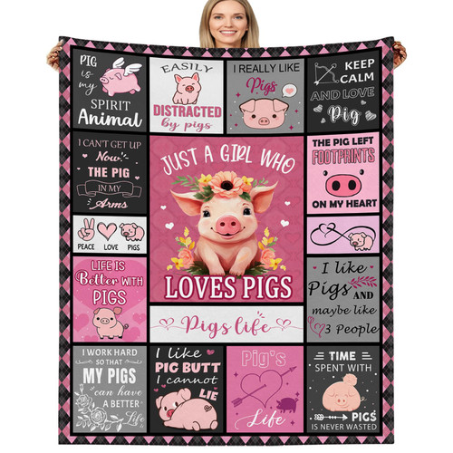 BUUGVIIL Just a Girl Who Loves Pigs Blankets for Pig Lovers, Pig Gifts for Girls, Pig Gifts for Women, Gifts for Pig Lovers, Pig Themed Gifts for Women, Pig Lady Gifts Blanket for Women 50 * 60 BUUGVIIL Just a Girl Who Loves Pigs Blankets for Pig Lovers, Pig Gifts for Girls, Pig Gifts for Women, Gifts for Pig Lovers, Pig Themed Gifts for Women, Pig Lady Gifts Blanket for Women 50 * 60