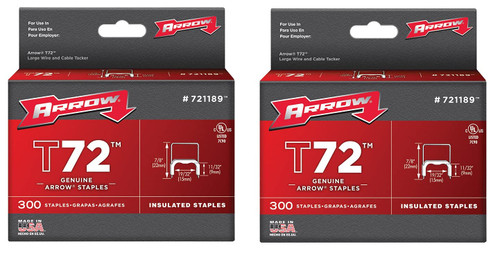 Arrow Fastener Genuine 1/2-Inch T72 Insulated Staple, 300-Pack (Pack of 2)