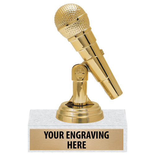 5.25" Gold Microphone Music Trophies - Personalized Singing Trophy Award Prime