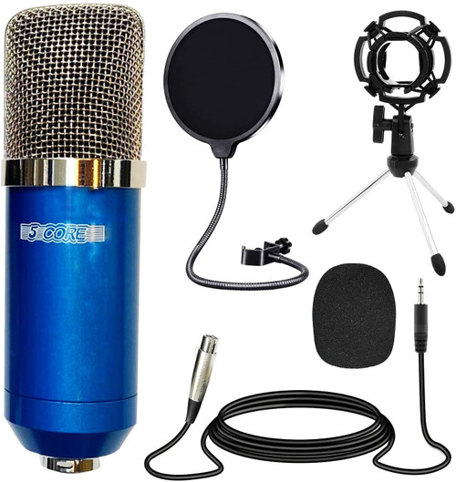 5 CORE XLR Microphone Condenser Mic for Computer Gaming, Podcast W/Tripod Stand Kit for Streaming, Recording, Vocals, Voice, Cardioids Studio Microphone RM 7 BLU 5 CORE XLR Microphone Condenser Mic for Computer Gaming, Podcast W/Tripod Stand Kit for Streaming, Recording, Vocals, Voice, Cardioids Studio Microphone RM 7 BLU