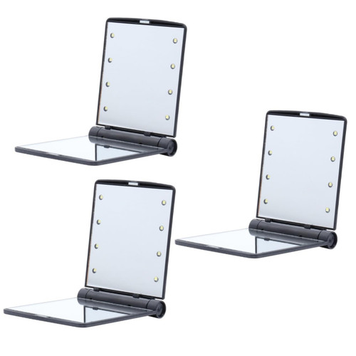 DOITOOL 3pcs Led Standing Makeup Mirror Portable Mirror Travel Mirror Makeup Mirror Bunny Ears Vanity Lighted Mirror Makeup Vanity Mirror Dark Condition Makeup Mirror Light Strip Fold