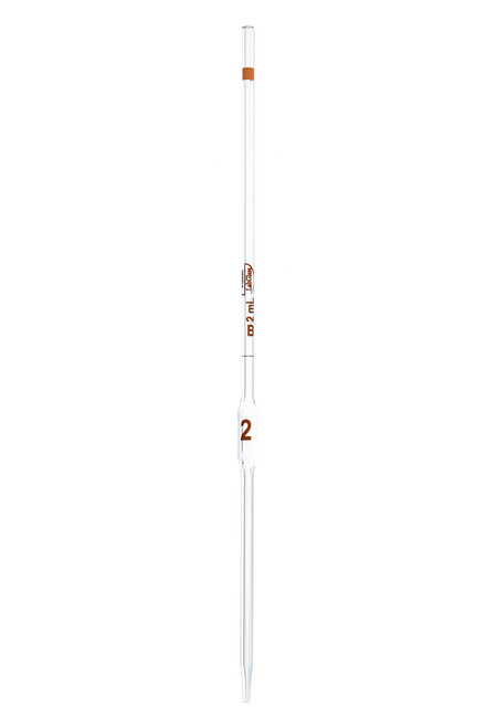 Wilmad-LabGlass LG-9355-104 Large Orifice Color Coded Volumetric Pipette, 2mL, Orange
