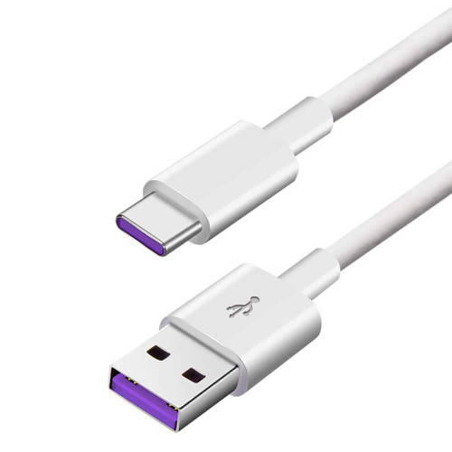 Trusway USB Type C Cable 3A Fast Charging 5A Fast Charging Mobile Phone Type-C Data Cable Cord Compatible with Android iOS White-1M