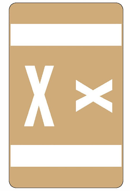Smead AlphaZ ACCS Color-Coded Alphabetic Label, X, Light Brown, 100 Labels per Pack (67194)