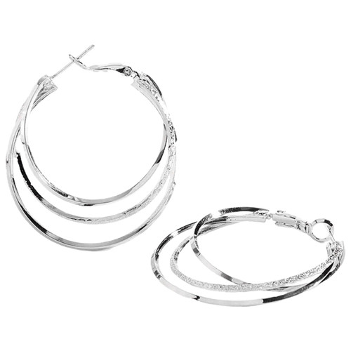 Smooth and Textured Wire Silver Hoop Earrings Stainless Steel Gold Silver Plated Hoop Earrings for Women Girls Hypoallergenic Hoops Women's Earrings Loop Earrings