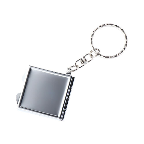 Portable Folding Mirror Key Chain Travel Pocket Compact Makeup Mirror Keychain Square Elliptical Heart-Shaped Mirror Keychain(square)