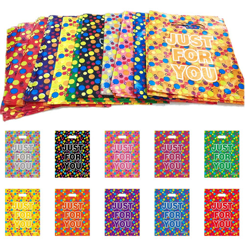 SKKSTATIONERY Party Favor Bags 50 Pcs, Just for you Design Plastic Goody Bags, 8 x 10inch(20x25cm), for Party