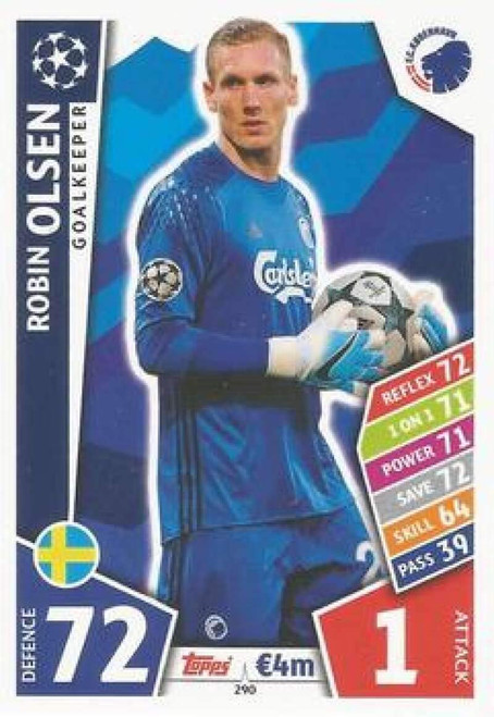 2017-18 Topps UEFA Champions League Match Attax #290 Robin Olsen FC Kobenhavn Base card