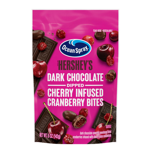 Ocean Spray HERSHEY'S Dark Chocolate Cherry Dipped Cranberry Bites, 5 oz Bag