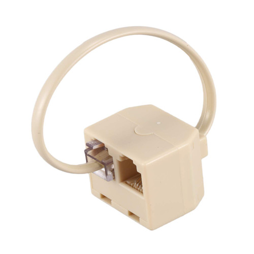 Geuxe RJ11 6P4C 2 Way Outlet Telephone Jack Line Splitter Adapter Beige