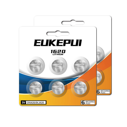 EUKEPUI CR1620 Battery, DL1620 3V Lithium Coin Cell -12 Count