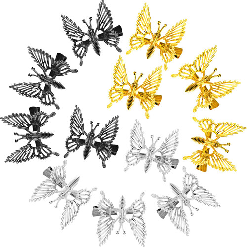 12PCS 3D Moving Wings Butterfly Hair Clips Metal Gold Moving Wings Butterfly Hair Accessories Metallic Hollow Hair Pins Cute 90s Hair Accessories For Women Girls Halloween Party(Gold/Silver/Black) 12PCS 3D Moving Wings Butterfly Hair Clips Metal Gold Moving Wings Butterfly Hair Accessories Metallic Hollow Hair Pins Cute 90s Hair Accessories For Women Girls Halloween Party(Gold/Silver/Black)