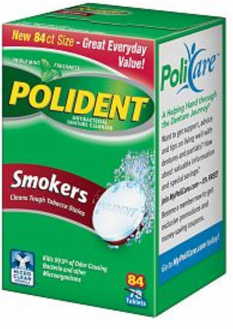 Polident Smokers Denture Cleanser Tablets - 84 Count