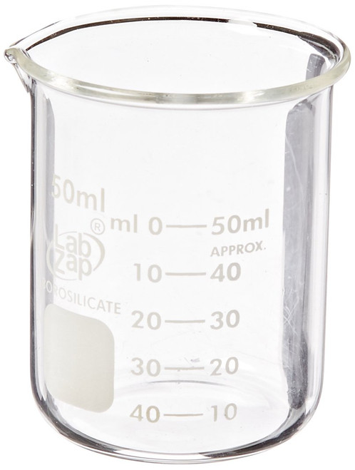 SEOH 50ml Low Form Borosilicate Glass Graduated Beaker (Each)