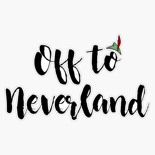 Off To Neverland Peter Pan Bumper Sticker Vinyl Decal 5"