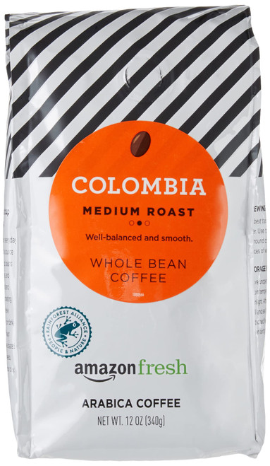 Amazon Fresh Colombia Whole Bean Coffee, Medium Roast, 12 Ounce Amazon Fresh Colombia Whole Bean Coffee, Medium Roast, 12 Ounce