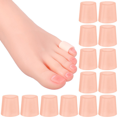 cobee Silicone Small Toe Sleeves, 14 Pieces Toe Caps Little Toe Protectors Feet Toe Guards Pinky Toe Covers Prevent Pain for Corns Toenails Blisters Ingrown(Pink)