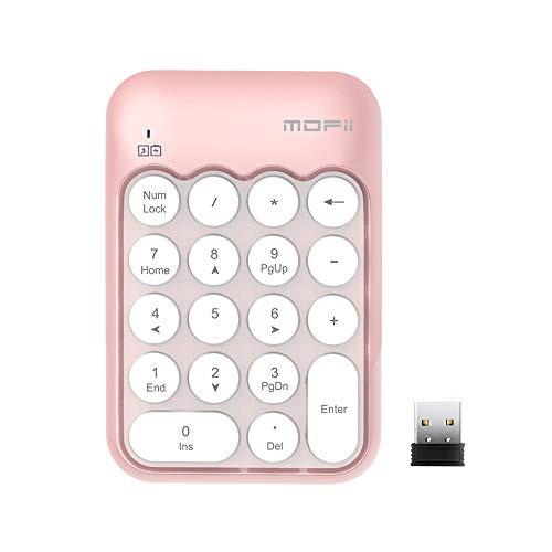 Numeric Keypad, Attoe USB Wireless Numeric Keypad, Portable Slim 18-Key Mini Cute Number Pad for Laptop Desktop PC Notebook (Pink)